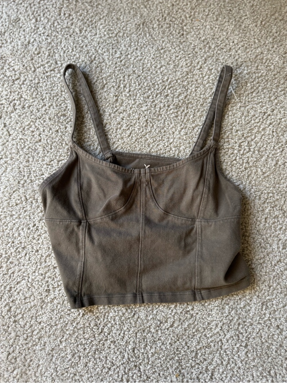 American Eagle Outfitters Olive Green Cropped Tank Top